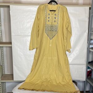 Embroidered Mustard Yellow Maxi Kaftan